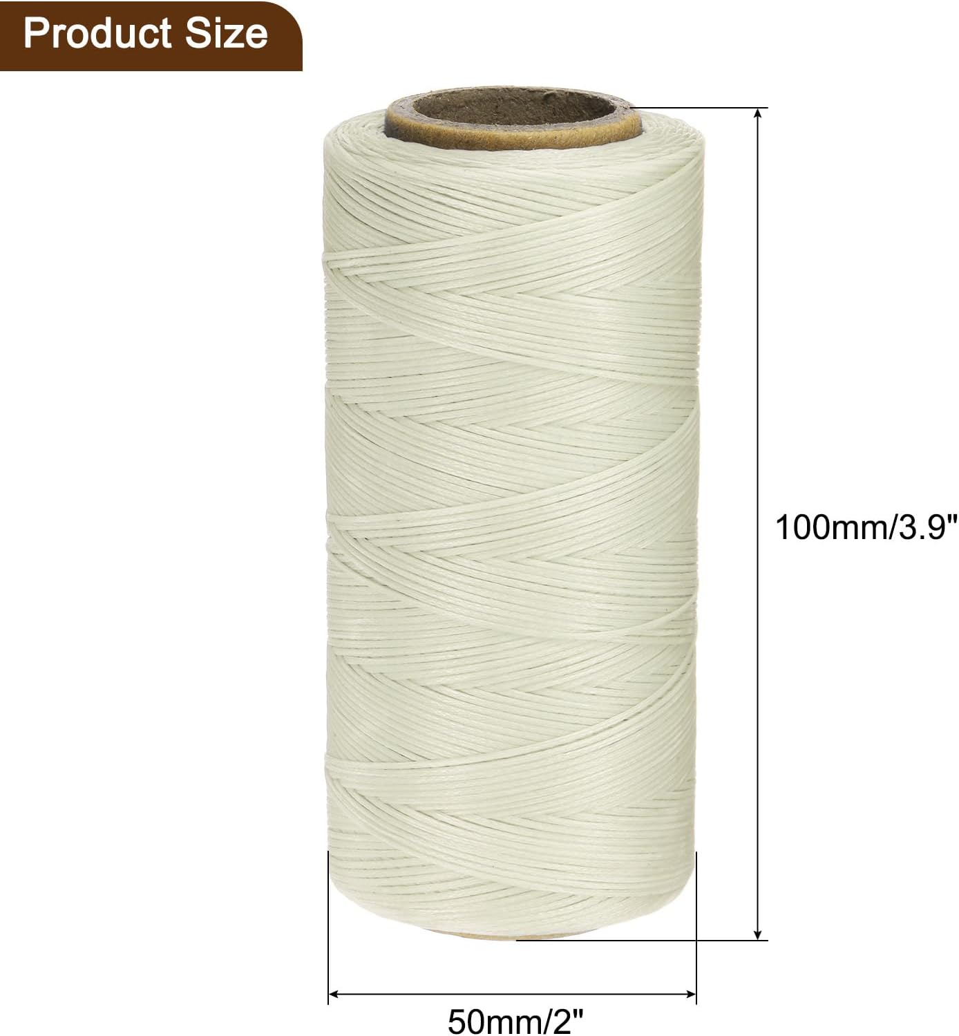 uxcell 150D 0.8mm Flat Waxed Thread 284 Yards Polyester Leather Sewing Waxed String Hand Stitching Waxed Cord for Leather Stitching Sewing Bookbinding DIY Craft Creamy White