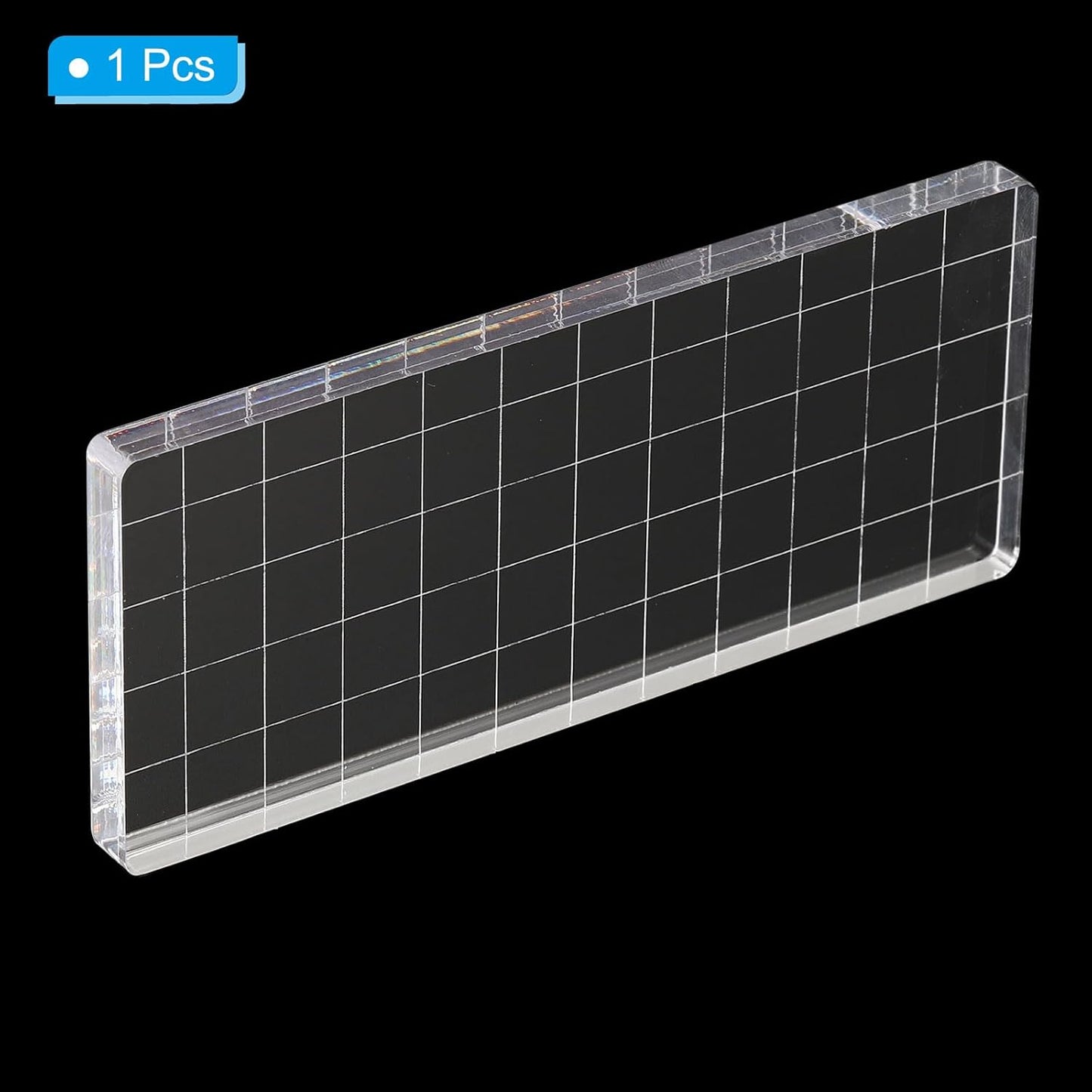 PATIKIL 5" x 2" Acrylic Stamp Block, Clear Stamping Block with Grid Lines Decorative Mounting Blocks Square for Scrapbooking DIY Crafts Card Making
