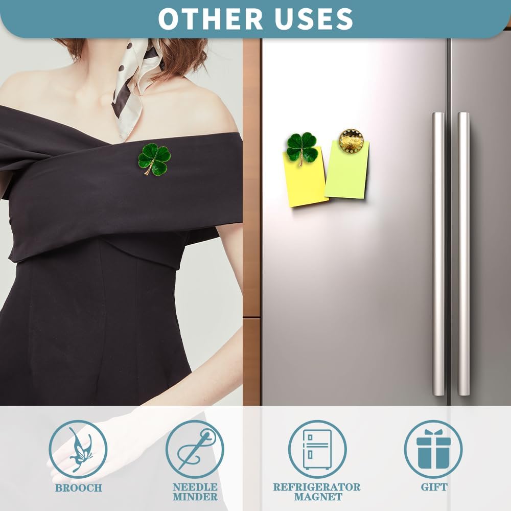 Magnetic Needle Minder Magnet Embroidery Accessories and Supplies Embroidery Needle Holder Cross Stitch Holder Needlework Supplies (Cardinal) (FourLeaf)