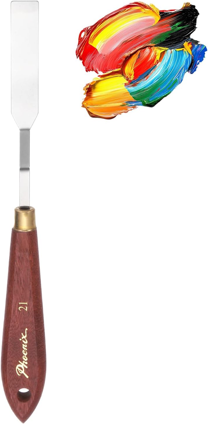 MECCANIXITY Pack of 1 Palette Knife No.21, 6.9" Long Palette Knives with Stainless Steel Flexible Spatula Pallet Knife and Wood Handle for Scraping, Mixing, Oil Acrylic Painting Canvas