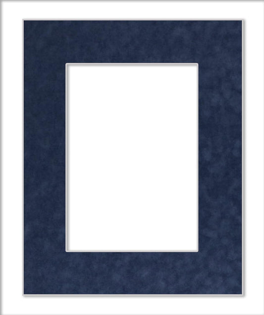 Poster Palooza 8x10 Mat Bevel Cut for 6x8 Photos - Acid Free Navy Suede Precut Matboard - For Pictures, Photos, Framing - 4-ply Thickness