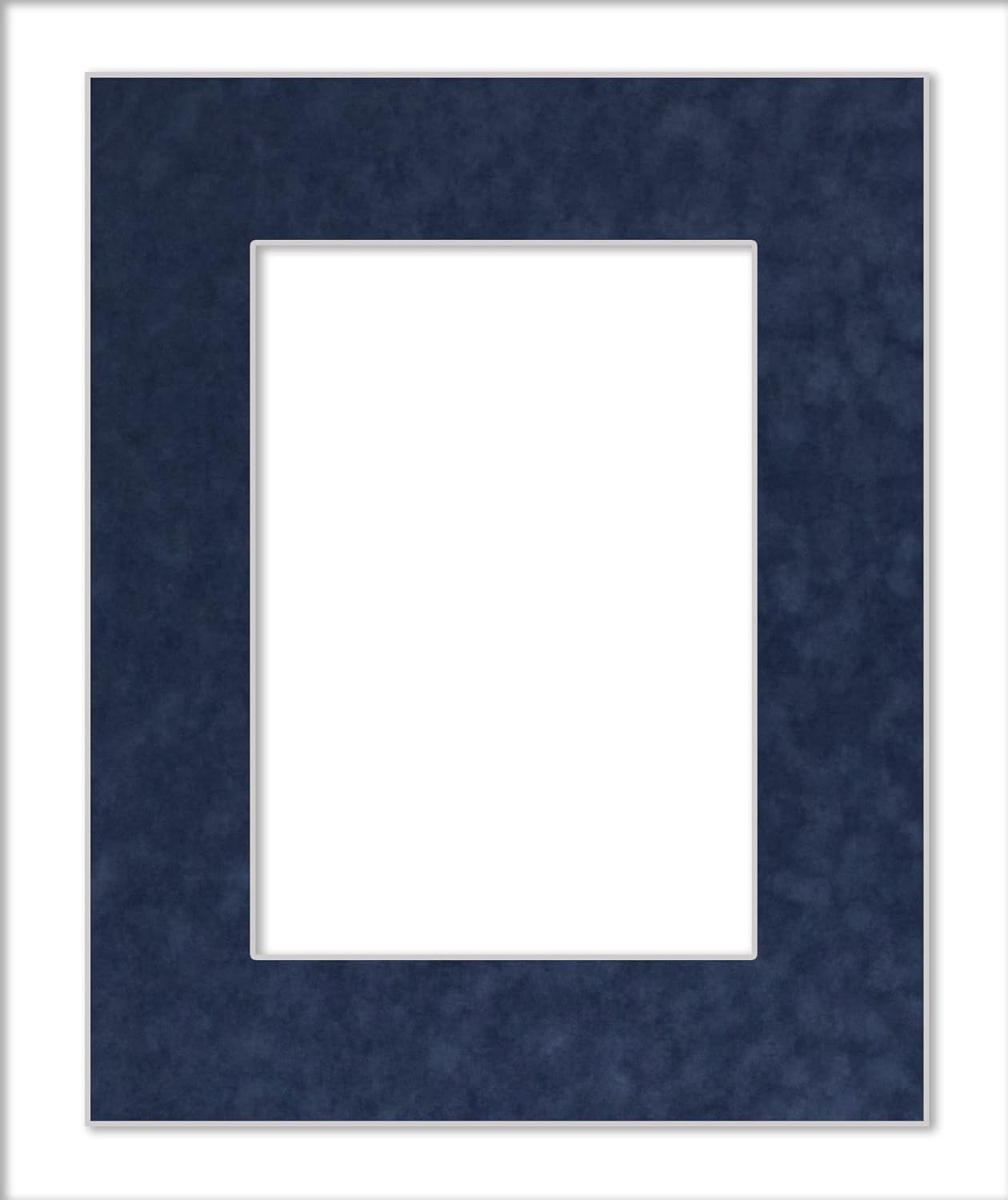8x10 Mat Bevel Cut for 6x8 Photos - Acid Free Navy Suede Precut Matboard With Backing Board and Crystal Clear, Self Seal Photo Mat Bag - For Pictures, Photos, Framing - 4-ply Thickness