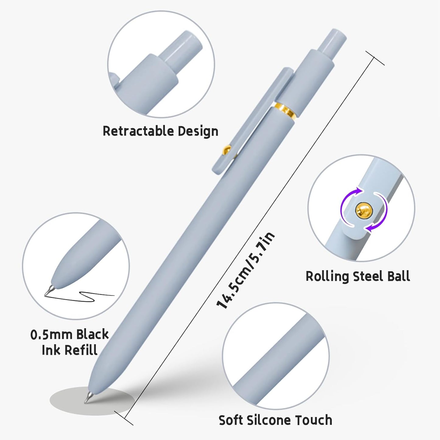 12 Pcs Gel Pens 0.5mm Quick Dry Black Ink Pens Fine Point Smooth Writing Pens, Cute Office and School Supplies Gifts for Women Teacher Students (12 Pcs Morandi and Vintage Gold)