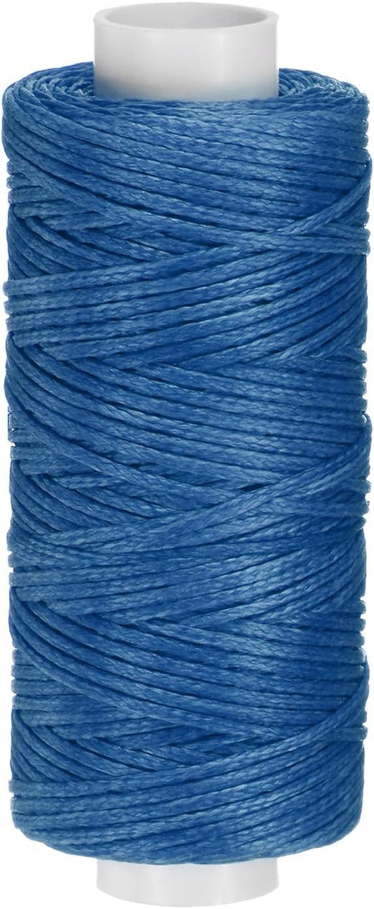 uxcell Leather Sewing Waxed Thread, 55 Yards / 50m 0.8mm 150D Flat Polyester All-Purpose Threads for Leather Crafts, Bookbinding, Sapphire Blue