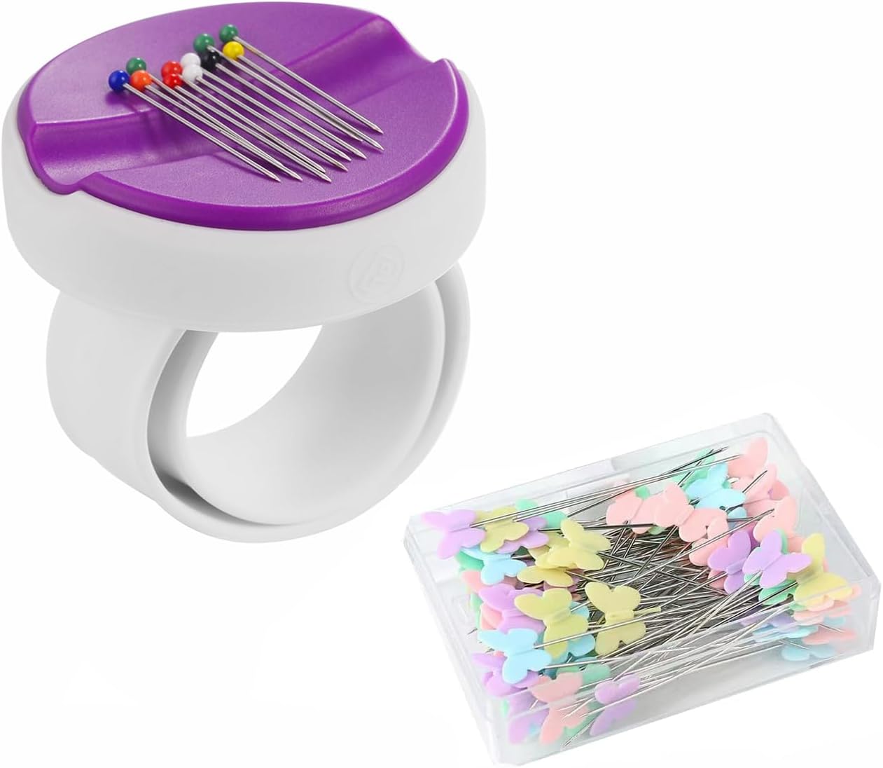 Bequilter Magnetic Wrist Pin Holder for Sewing, Magnetic Slap Band Pin Cushion Come with 100Pcs Flat Head Straight Pins