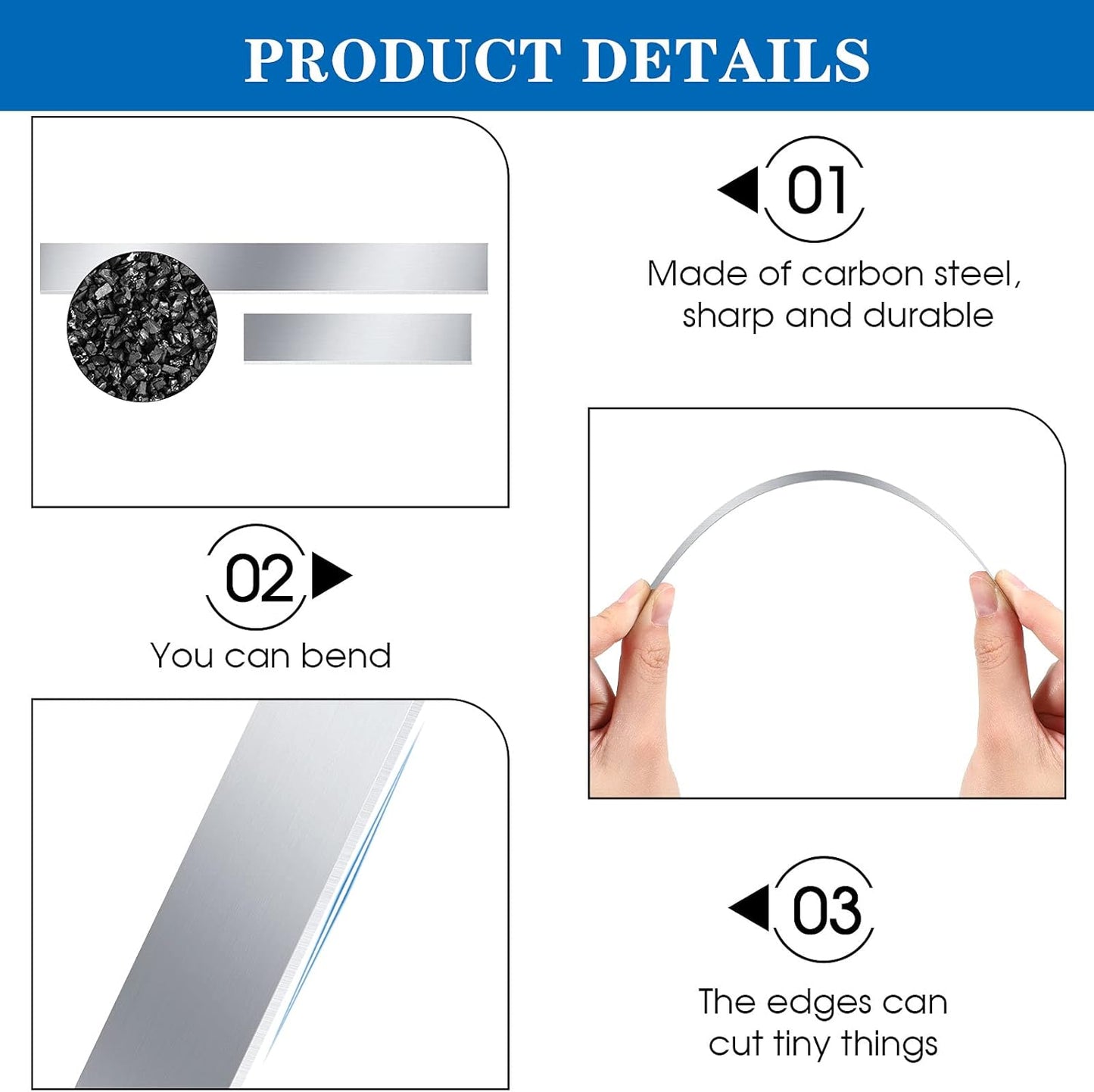 Honoson 5 Pieces Flexible Polymer Clay Tissue Blade Cutters Slicer Carbon Steel Polymer Clay Cutting Slicing Tools for Blade DIY Shaping Modelling Slicing Sculpting, Straight and Wave