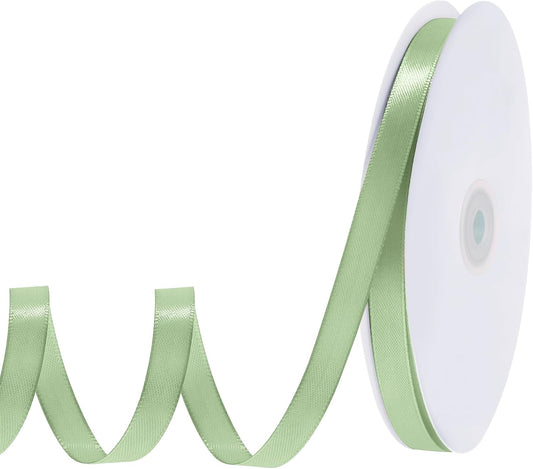Sage Green Ribbon 3/8 Inch 120 Yards Light Green Satin Ribbon Thin Ribbons for Hair Crafts Scapbook Cake Bows Baby Shower Wedding Birthday Christmas Decorations