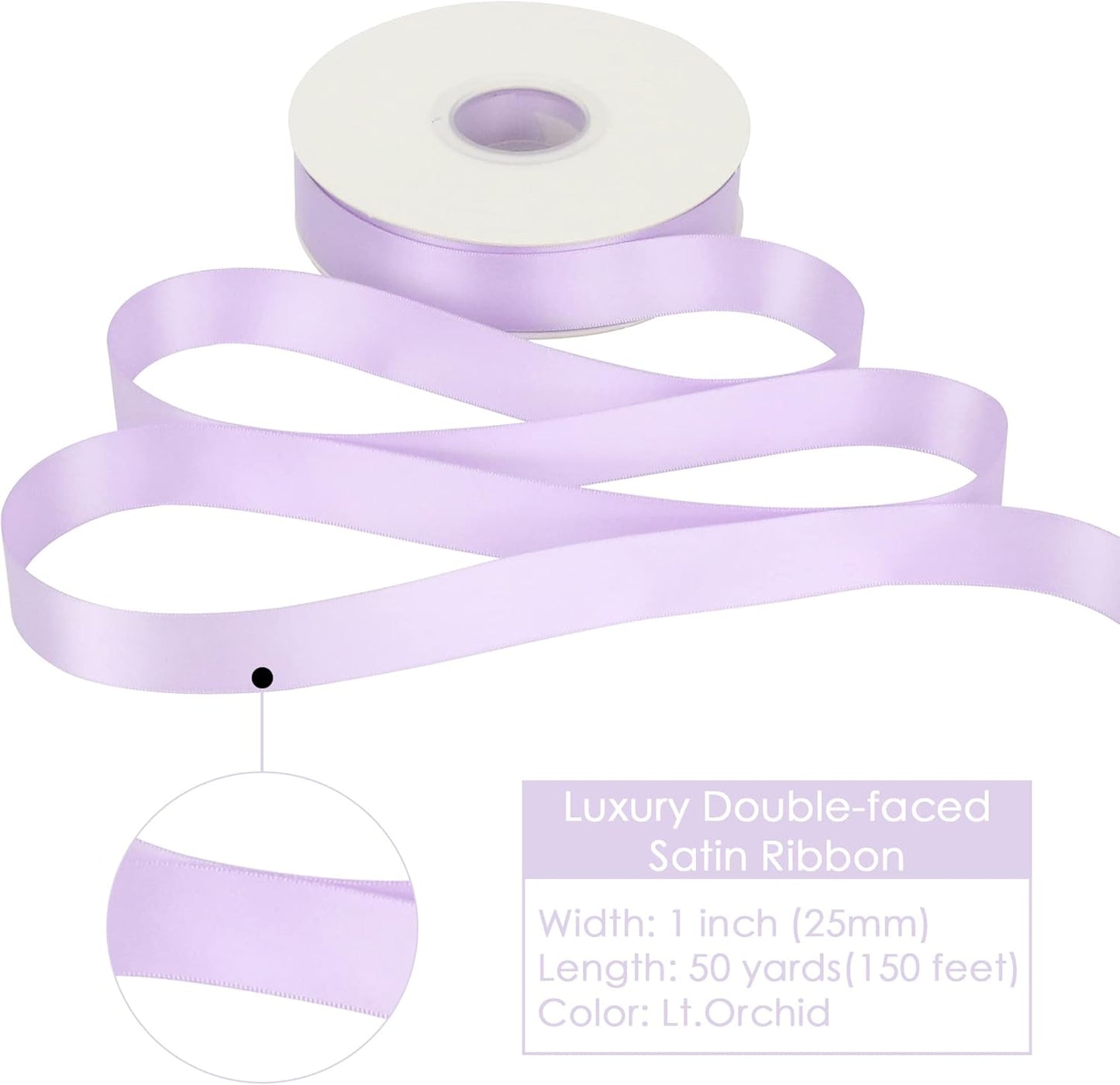 HUIHUANG Light Purple Ribbon Lavender Satin Ribbon 50 Yards Double Face Silk Satin Ribbons for Easter Day Gift Basket Gift Wrapping Wreath Bows Making Wedding Floral Bouquet Invitation Decor
