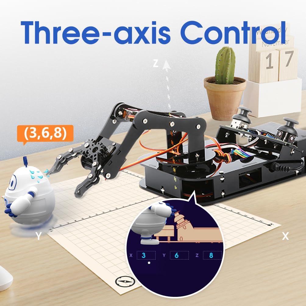 ACEBOTT 4 DOF ESP32 Robotic Arm Kit for Kids 8-12, Robotics Kit App Remote Control Robot Toys Compatible with Arduino, STEM Educational DIY Robot Arm Kit Gift for Teenagers & Adults