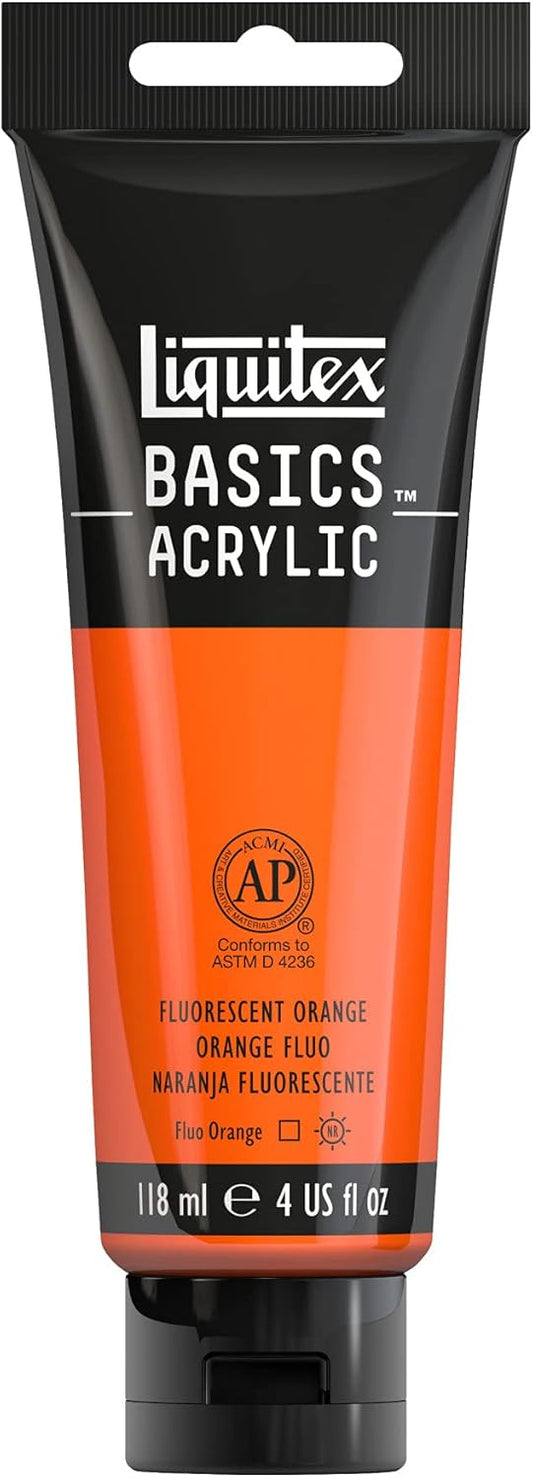 Liquitex BASICS Acrylic Paint, 118ml (4-oz) Tube, Fluorescent Orange