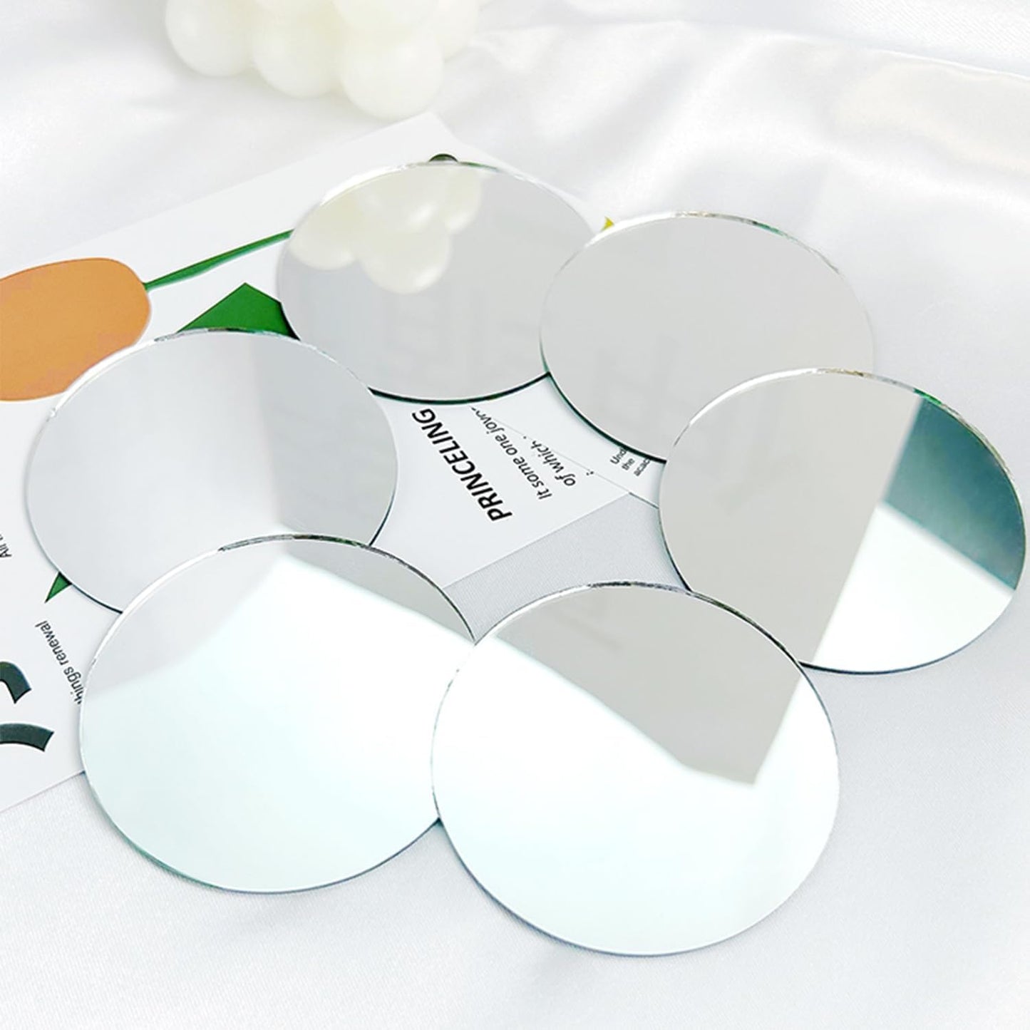 DARENYI Glass Round Mirror Tile, 6 inch Self Adhesive Mirror Sticker Small Circle Mirror Sheet for DIY Crafts, Glass Mirror Plates Trays for Wedding Table Centerpieces Walls Decor