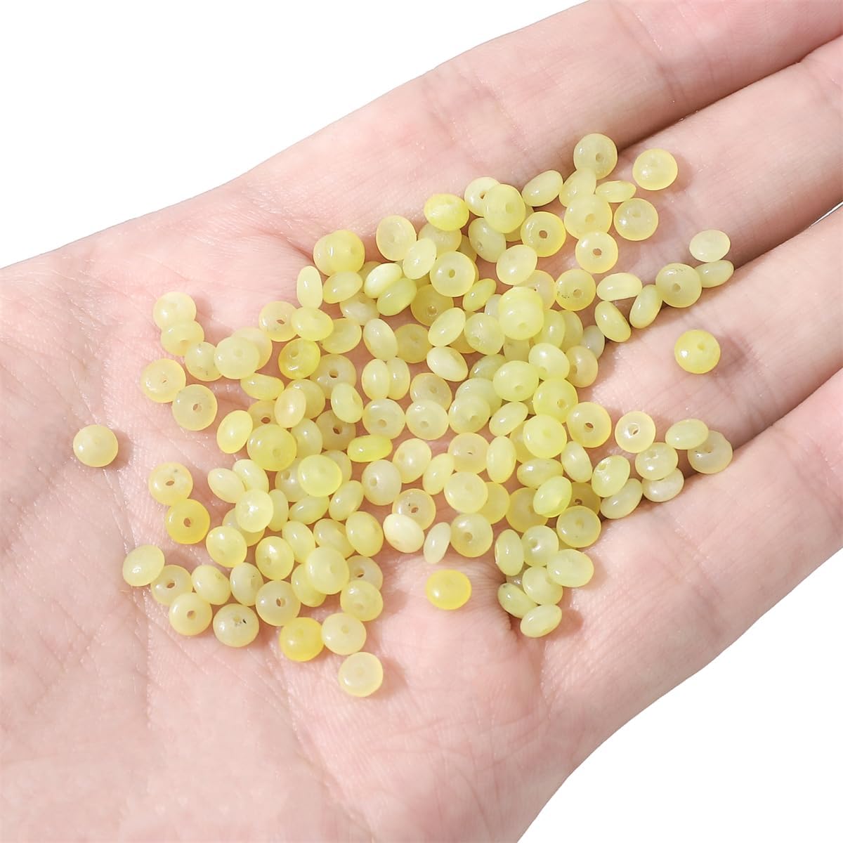 Natural Lemon Jade Disk Stone Beads 4x2mm 160pcs Rondelle Loose Semi Gemstone Beads for Jewelry Making Design