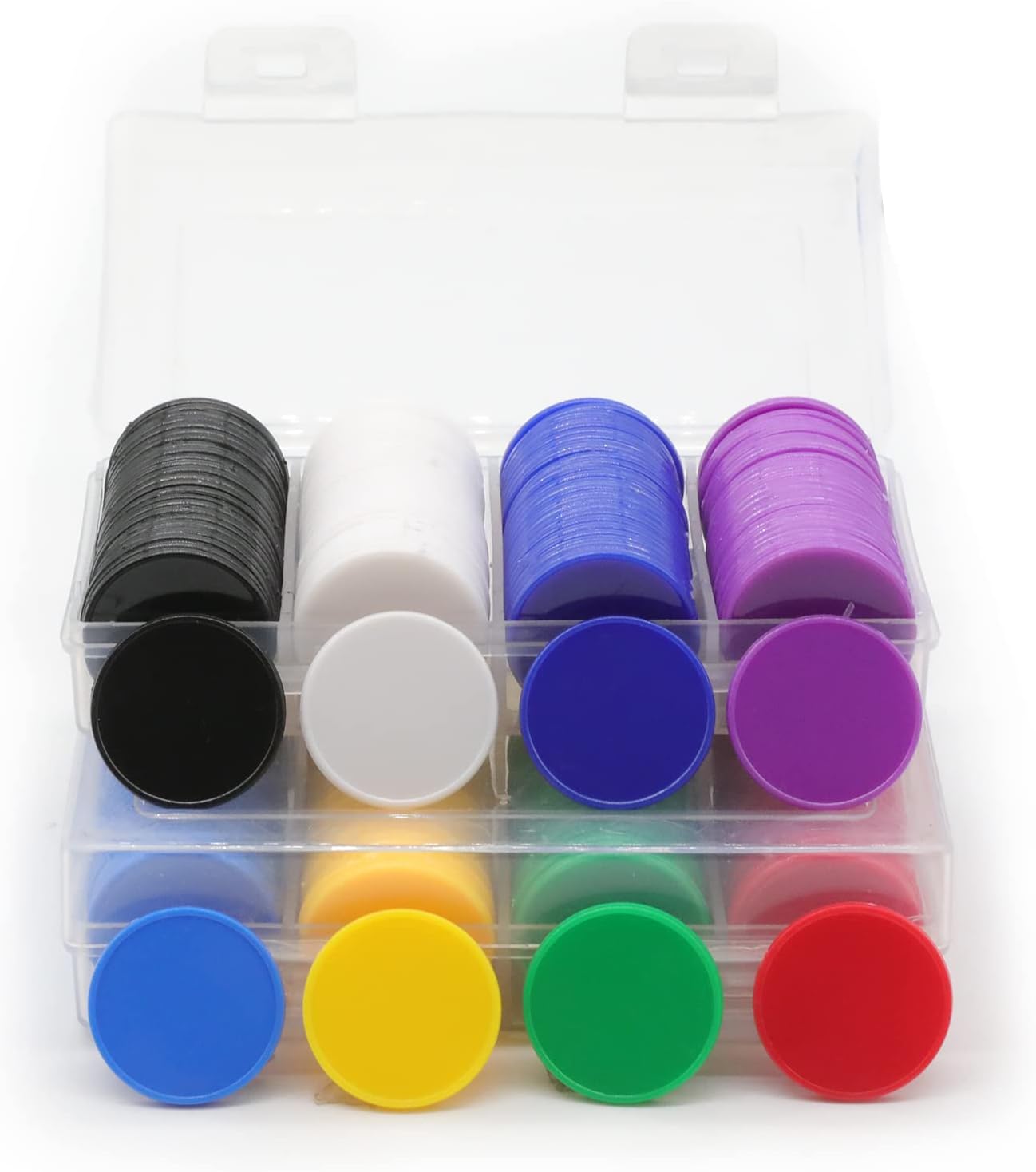 Set of 100 Opaque Plastic Learning Counters Mini Poker Chips Game Tokens with Storage Box (Black+White, 1.26 Inch)