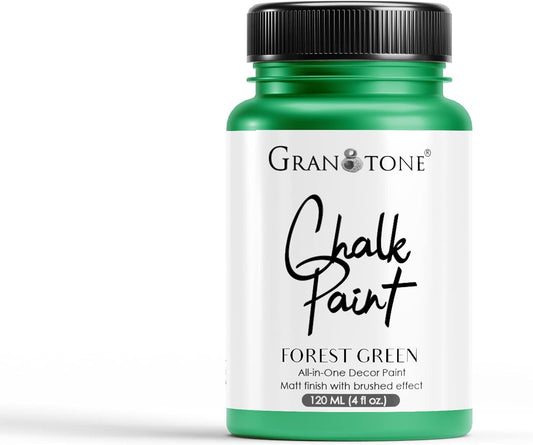 GRANOTONE Chalk Paint for Furniture | Matt-Finish Water-Based Acrylic Paint for Wood, Walls, Metal, Glass, Paper, Fabric Canvas | Maximum Coverage Chalk Paint for Kids & Adults, 120 Ml (FOREST GREEN)