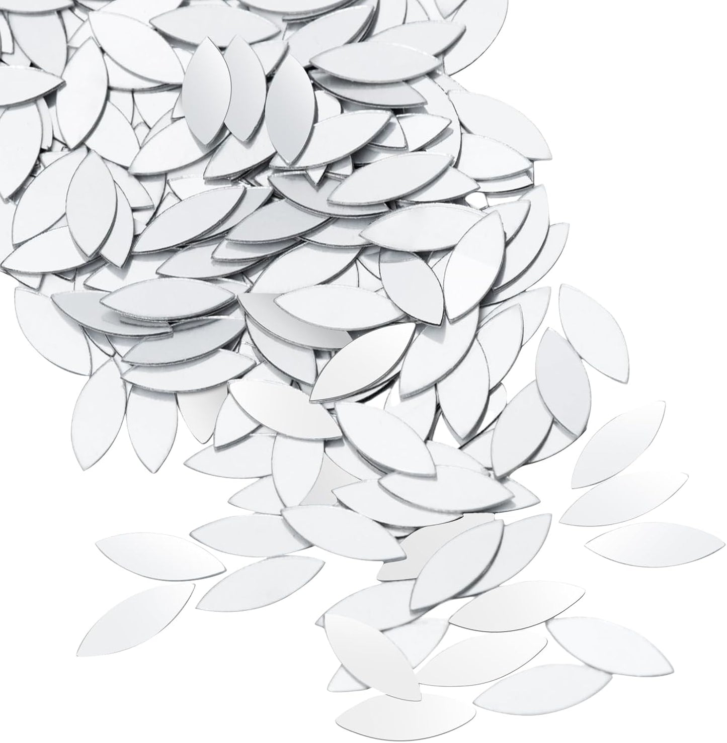 DARENYI 300Pcs Leaf Shape Craft Mirrors Mosaic Tiles Self-Adhesive Mini Leaves Petal Shape Mirror Stickers Mosaic Pieces for DIY Crafts, Art Projects and Home Décor
