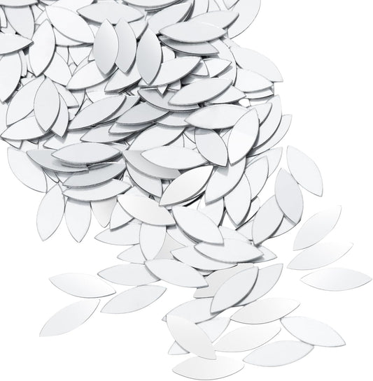 DARENYI 300Pcs Leaf Shape Craft Mirrors Mosaic Tiles Self-Adhesive Mini Leaves Petal Shape Mirror Stickers Mosaic Pieces for DIY Crafts, Art Projects and Home Décor