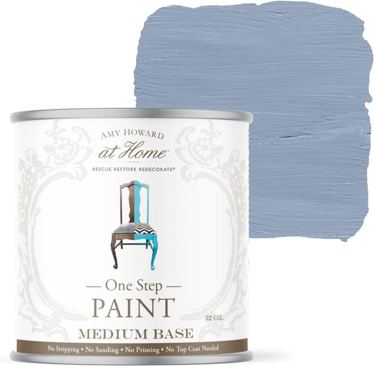 AMY HOWARD AT HOME: One Step Paint – Palace Grey – Chalk-Based Paint for Furniture, Cabinetry, and More. No Stripping, Sanding, or Priming! Made in the USA. Grey - Chalky Finish - 16 OZ