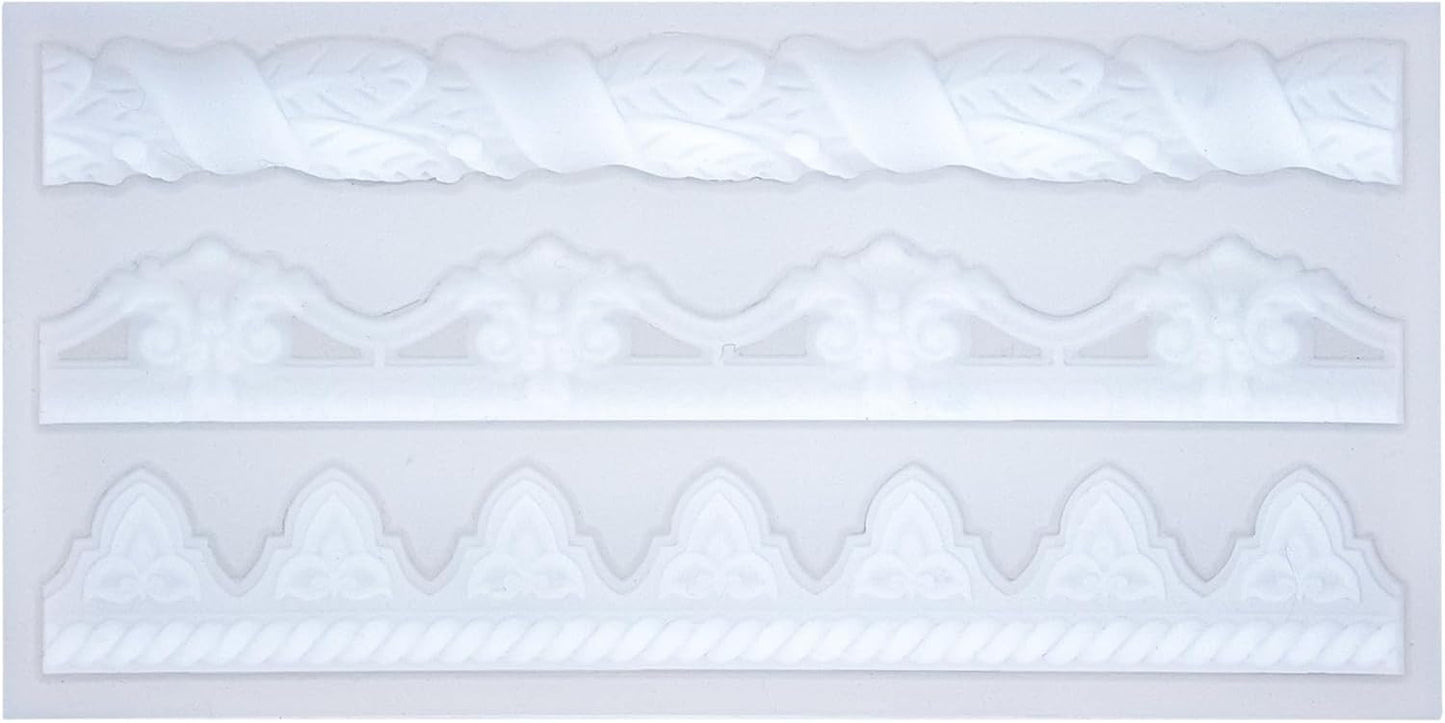 Art Molds for Polyclay Air Dry Clay Plaster Epoxy Resin Fondant Cake Decor 3 Border Trimmings