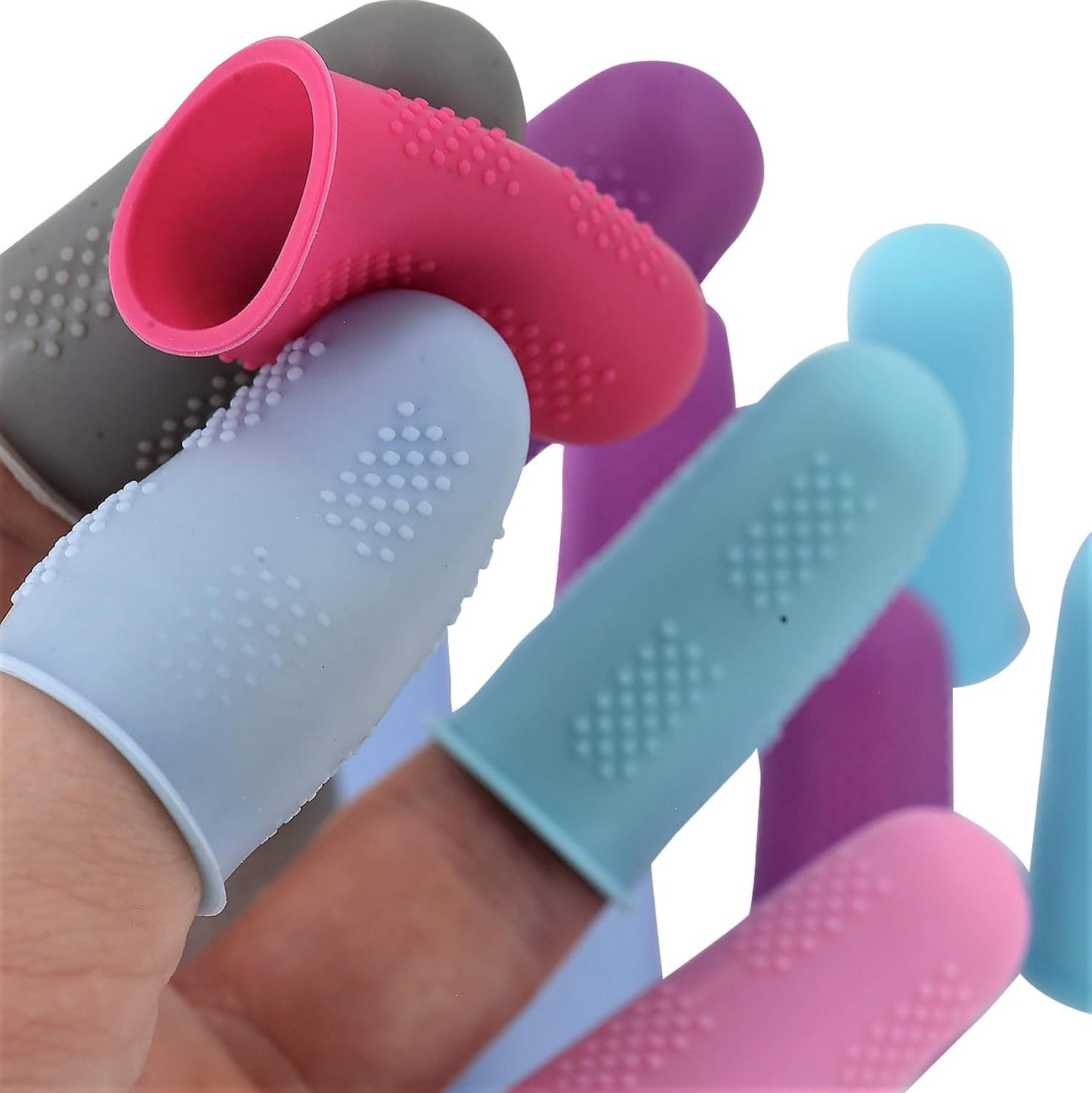 Finger Protectors [Flex Series - 12-Pack] Silicone Non-Stick Finger Covers [Small (6) / Medium (6) - 6 Colors 2 Sizes] for Hot Glue/Sewing/Wax/Rosin/Resin/Honey/Adhesives/Scrapbooking