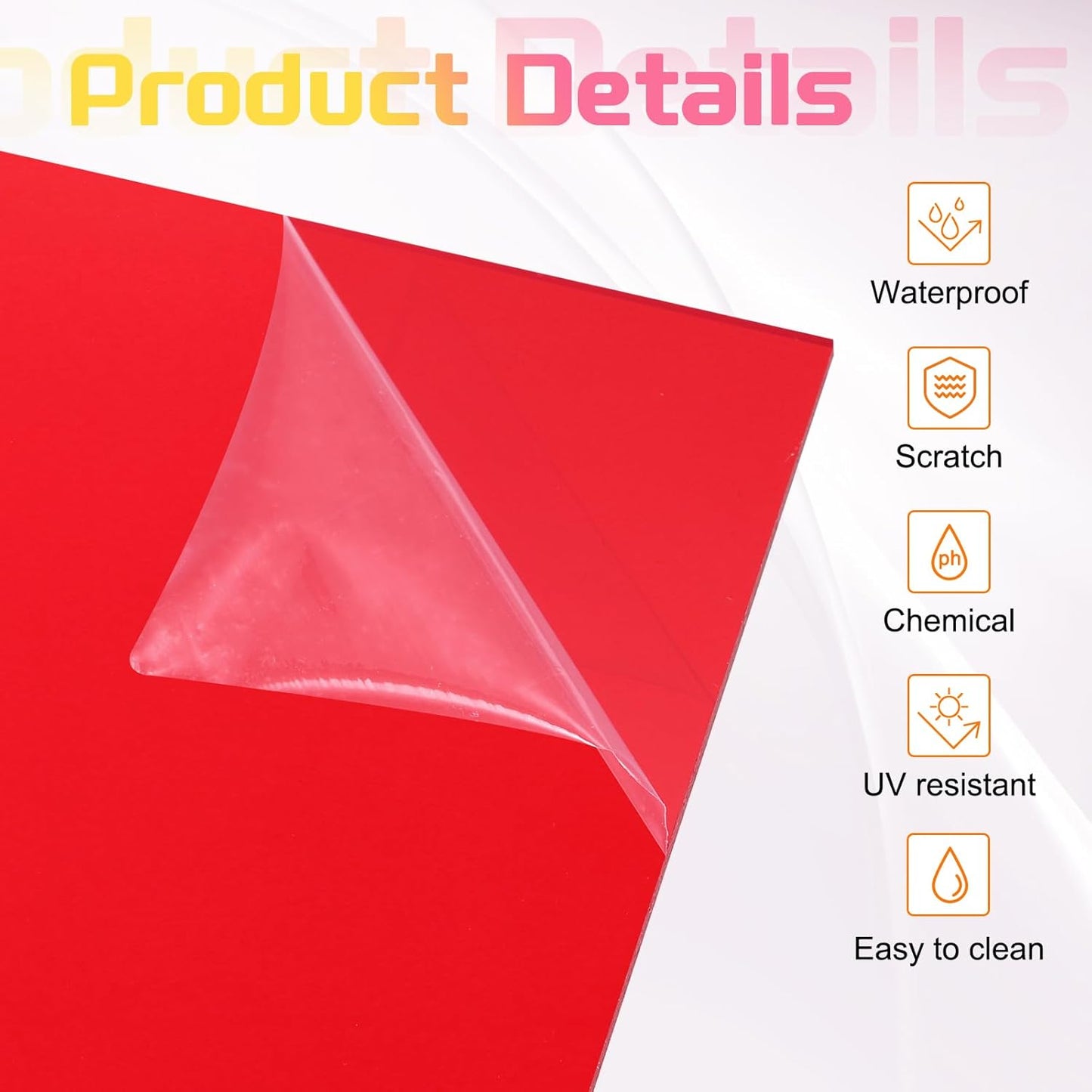 uxcell 4Pcs Acrylic Sheets 12x8 Inch Acrylic Panel 1/8 Inch-3mm Plastic Board for Picture Frames Sign Holders DIY Display Projects Craft, Clear Red