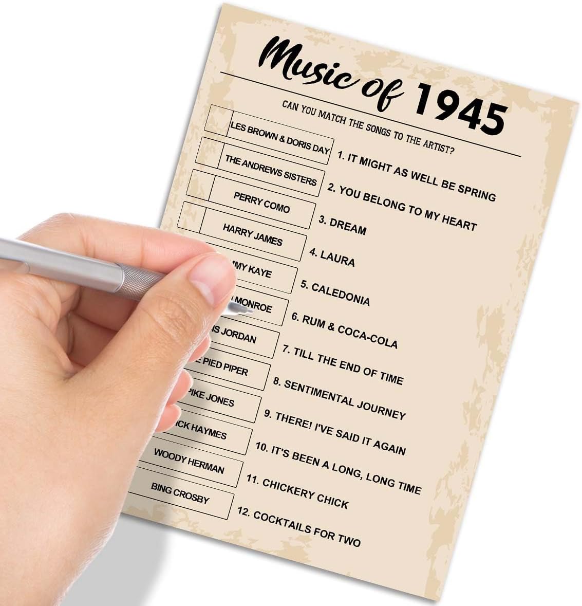 80th Birthday Party Games, Music of 1945 Games, Birthday Party Supplies for Adults, Fun 1945s Party Game，Pack of 30 Cards