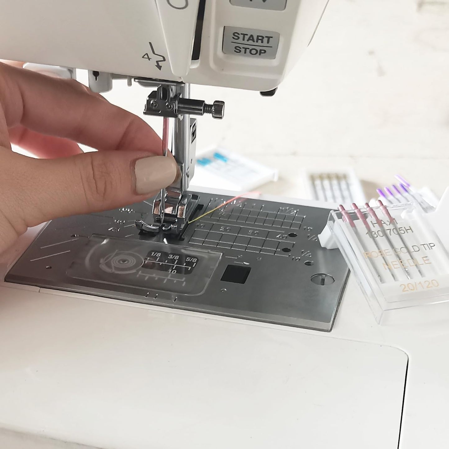 HONEYSEW 30 Pieces Sewing Machine Needles HAX1 130/705H Universal Regular Point Flat Shank Sewing Needle Compatible with Singer, Brother,Janome,Pfaff and Other Brand (Rose Gold Size 20-30PCS)