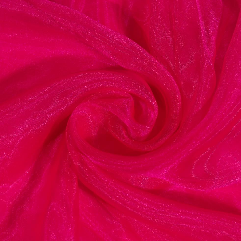 Fynite Sheer Organza Fabric | 2 Yards Long | 44" Wide | Bridal Solid Sheer Organza Bolt for Wedding Dress Fashion Craft Decorations - Hot Pink