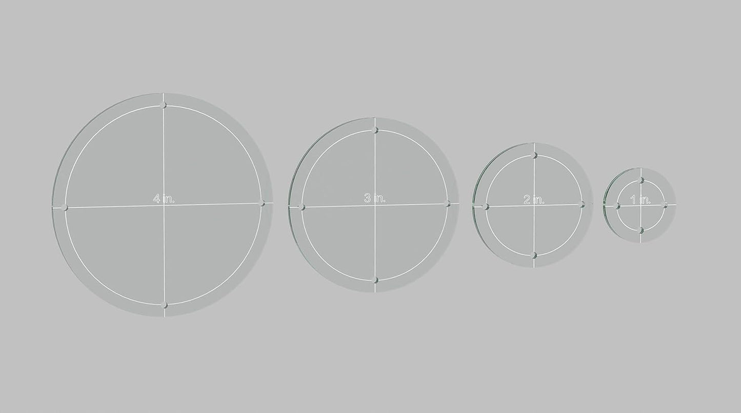 Hexagon, Circle, and Square Acrylic Quilting Templates - 12 Pieces with 4", 3", 2", 1" Sizes - 1/4" Seam Allowance - Durable Clear Acrylic for Quilting, Patchwork, Sewing, & DIY Projects