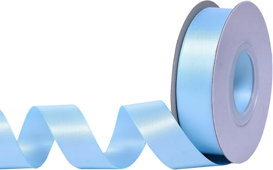 YAMA Light Blue Double Faced Satin Ribbon 7/8 Inch 25 Yards Baby Blue Ribbon for Gift Wrapping Crafts Hair Bows Wedding Party Decoration