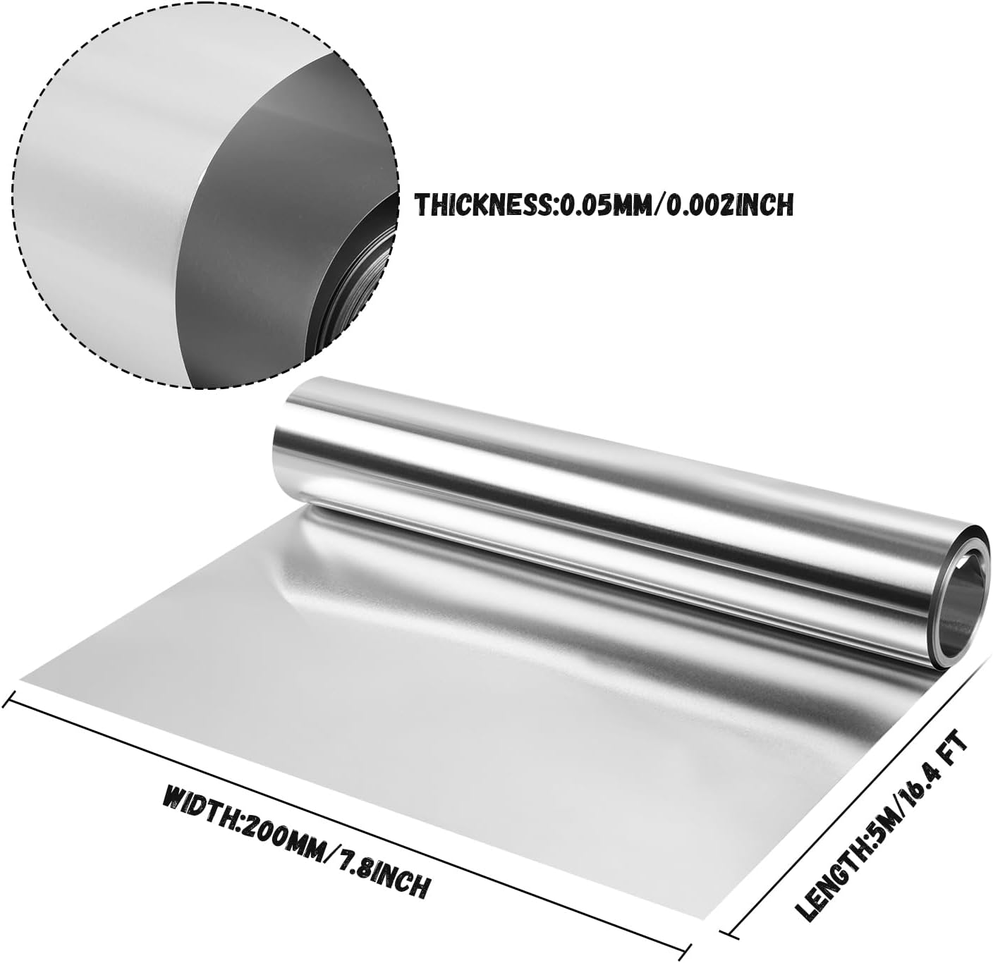Aluminum Flashing Roll，Aluminum Sheet Roll 5000x200x0.05mm(LxWxT) Applicable to Various House Repair and DIY Projects