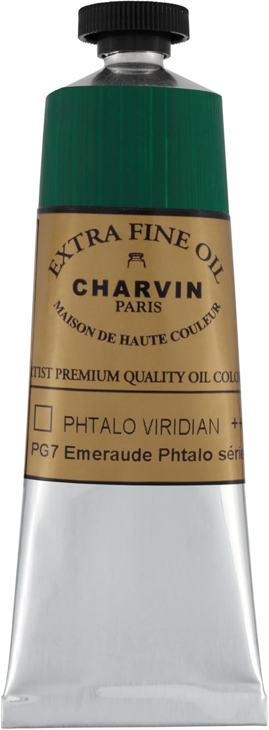 Charvin Extra Fine Oil Paint, Phthalo Viridian 60 mL - Triple-Milled, Rich Texture, Poppy Oil-Based, Light-Fast, Handmade, Archival Quality
