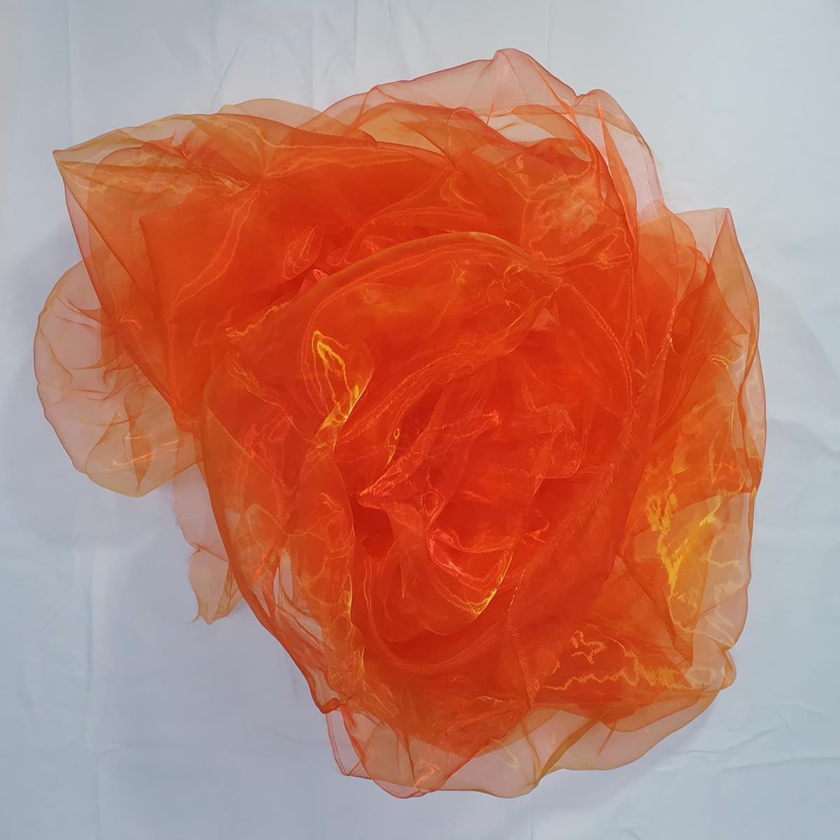 Two-Tone Iridescent Holographic Organza Fabric - 3.3 Yards | Lightweight Sheer Gauze Voile Tulle | for Dresses, Party Decor, DIY Crafts, Shiny Backdrops(Red and Yellow)