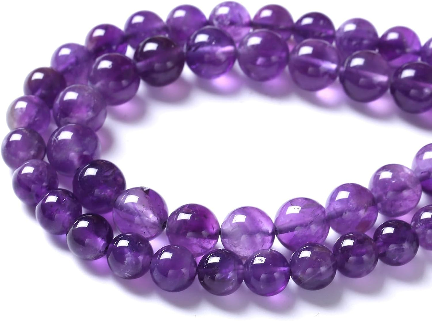 45pcs 8mm AAA Natural Amethyst Beads Crystal Energy Healing Power Stone Beadsfor Jewelry Making DIY Bracelet Necklace Accessories 15"