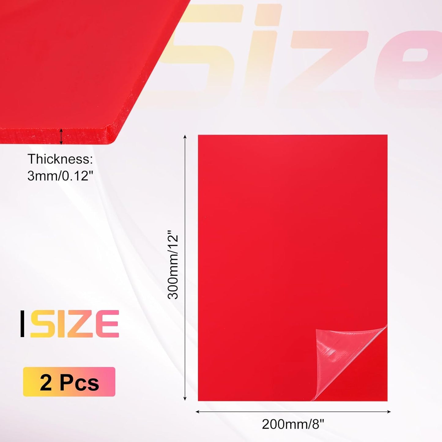 uxcell 2Pcs Acrylic Sheets 12x8 Inch Acrylic Panel 1/8 Inch-3mm Plastic Board for Picture Frames Sign Holders DIY Display Projects Craft, Red
