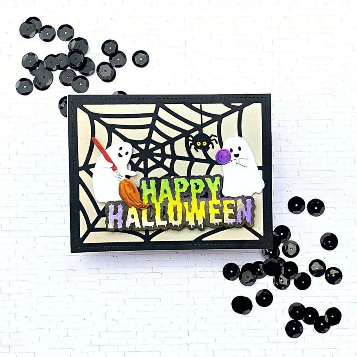 Cutting Dies Metal Stencils Scrapbooking Tools Flowers Lace Frame DIY Embossing Template for Paper Card Making Album Arts Crafts Supplies (Halloween Spider Web Frame-11.1x14.3cm)