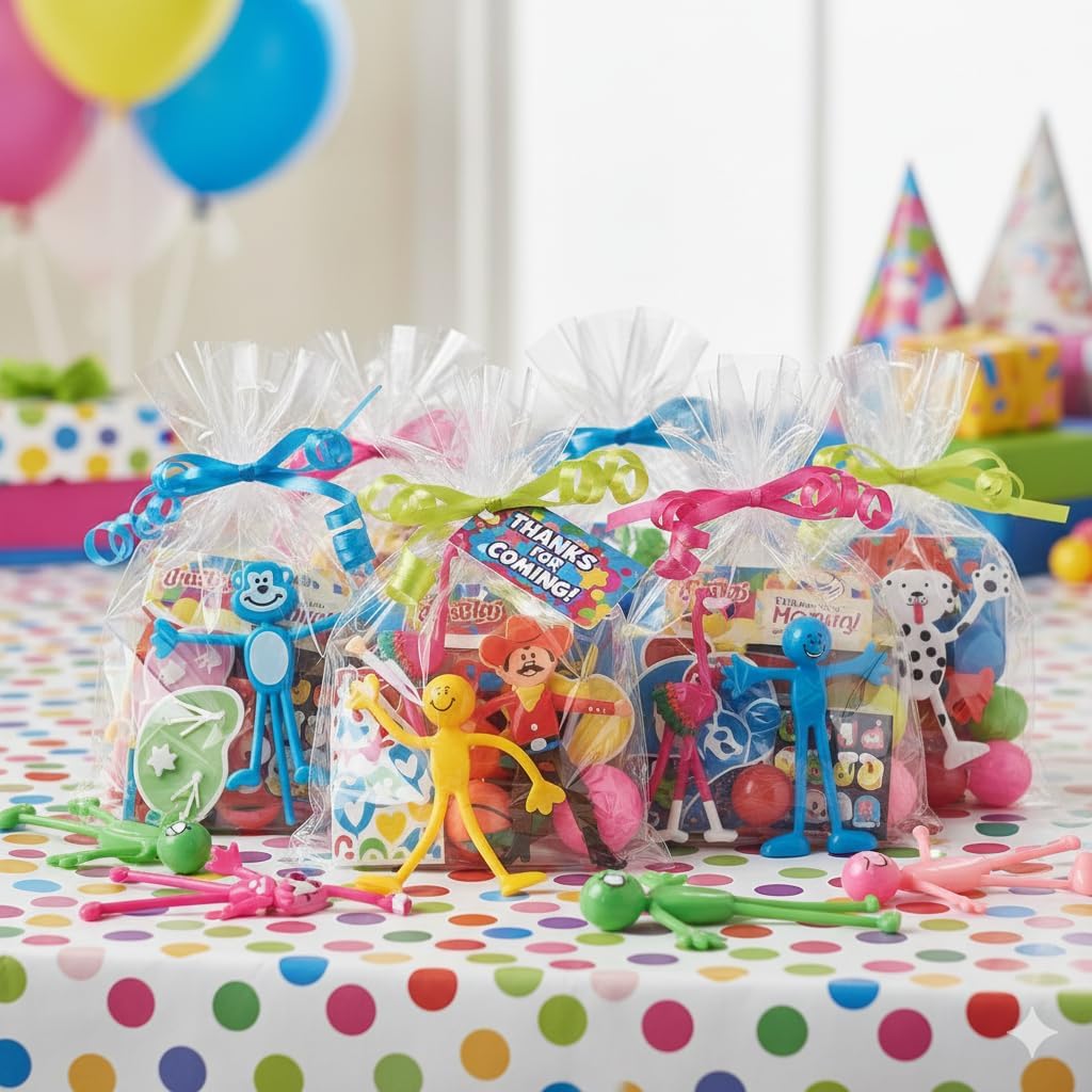 Fun Express Mega Bendable Toy Bulk Assortment 100 Pieces - Party Favors for Kids 4-8 & 8-12 | Classroom Prizes, Treasure Box Toys, Goodie Bag Stuffers | Birthday Party Supplies & Halloween Rewards