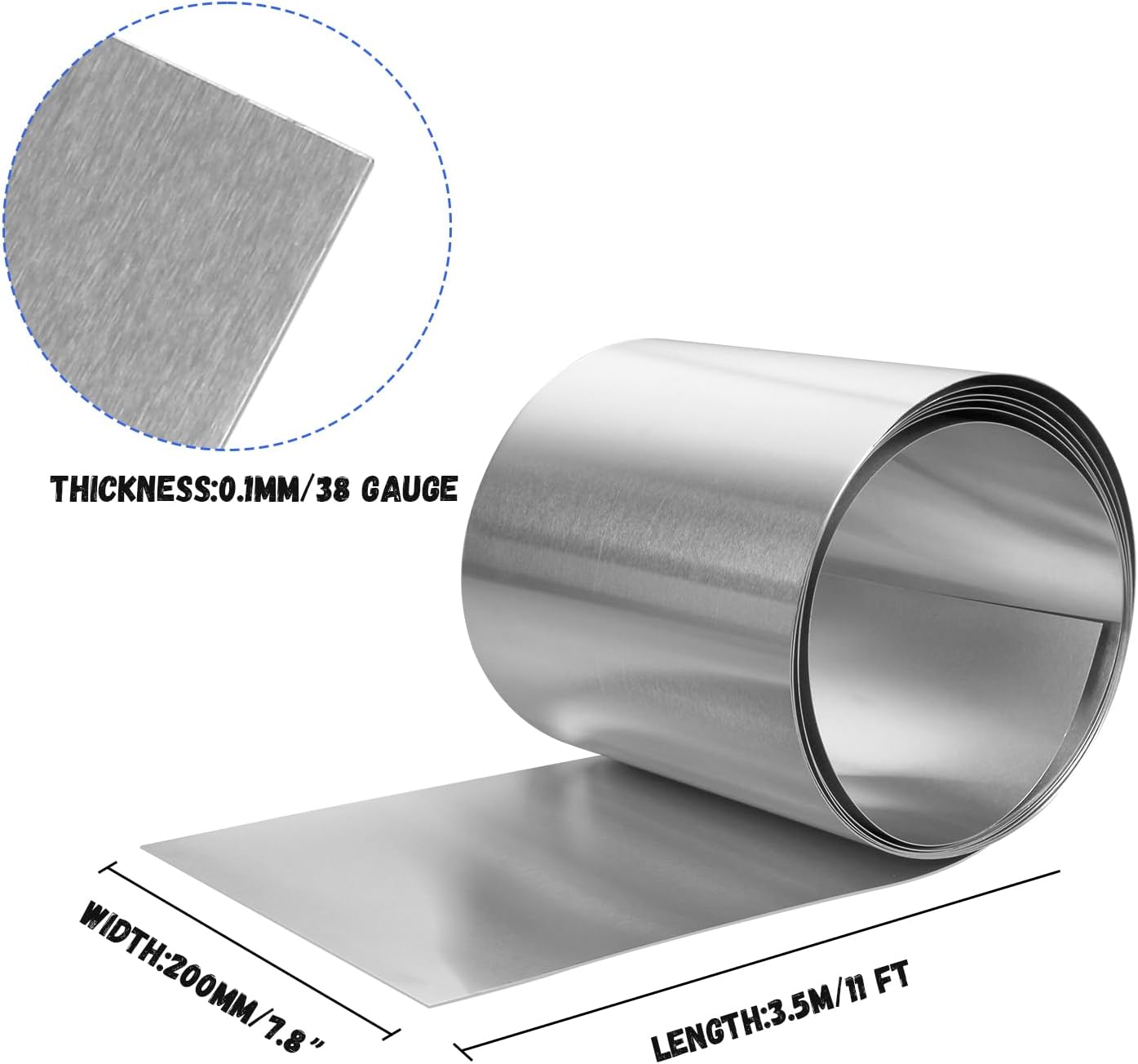 Aluminum Flashing Roll，Aluminum Sheet Roll 3500x200x0.1mm(LxWxT) Applicable to Various House Repair and DIY Projects