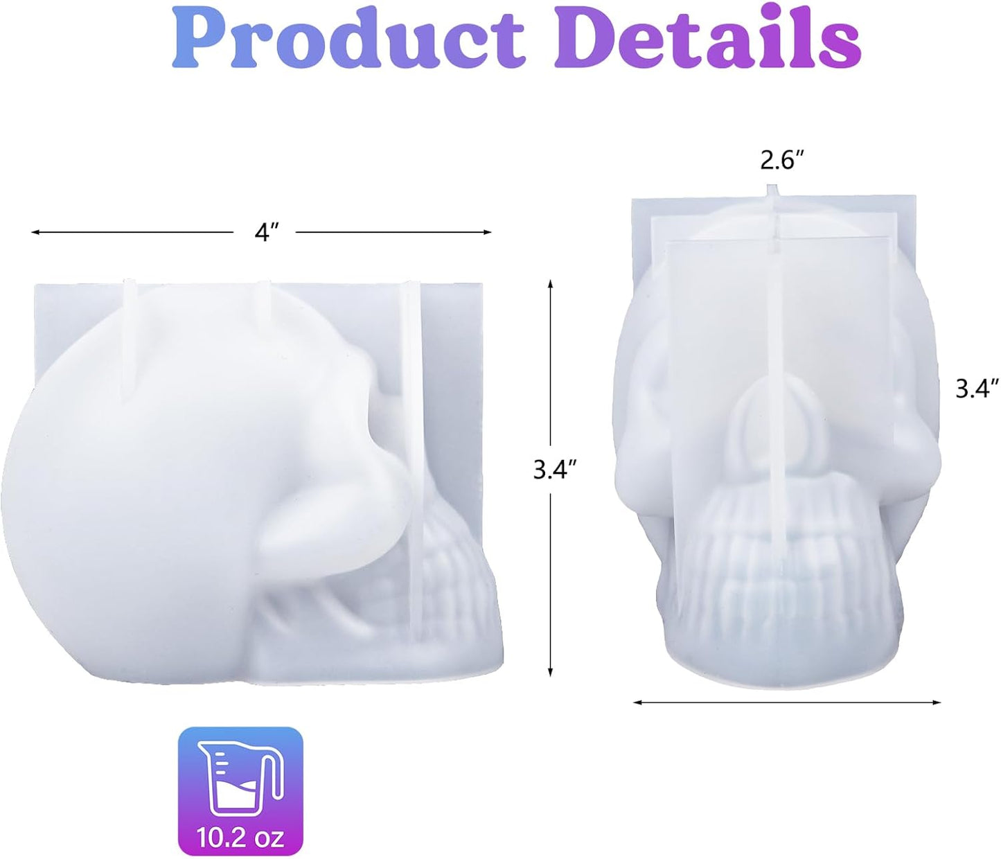 LET'S RESIN Silicone 3D Large Skull Shape Molds, Skeleton Skull Epoxy Resin Mold for Candle Making, Home Decor, Outdoor, Resin Casting Art Crafts