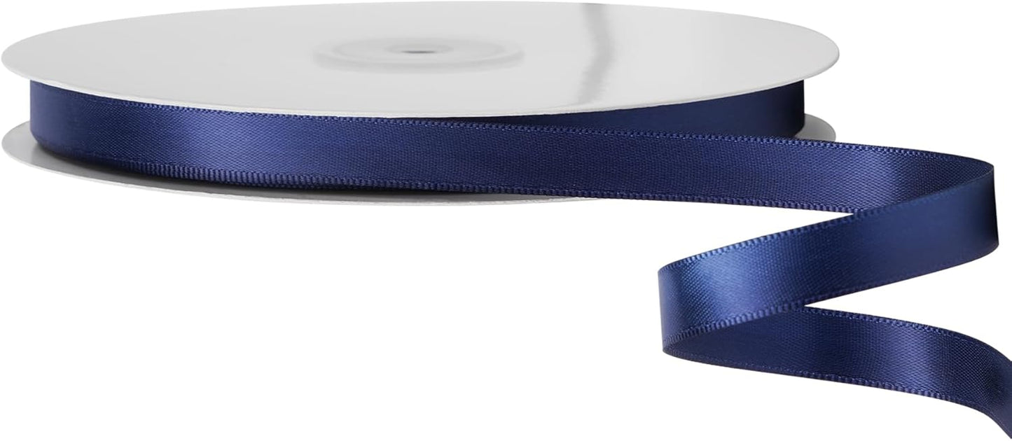 LIUYAXI Navy Blue Satin Ribbon, Double Faced 5/8" X Continuous 25 Yards Ribbons Perfect for Gift Wrapping Bows Bouquet Wedding Craft and More