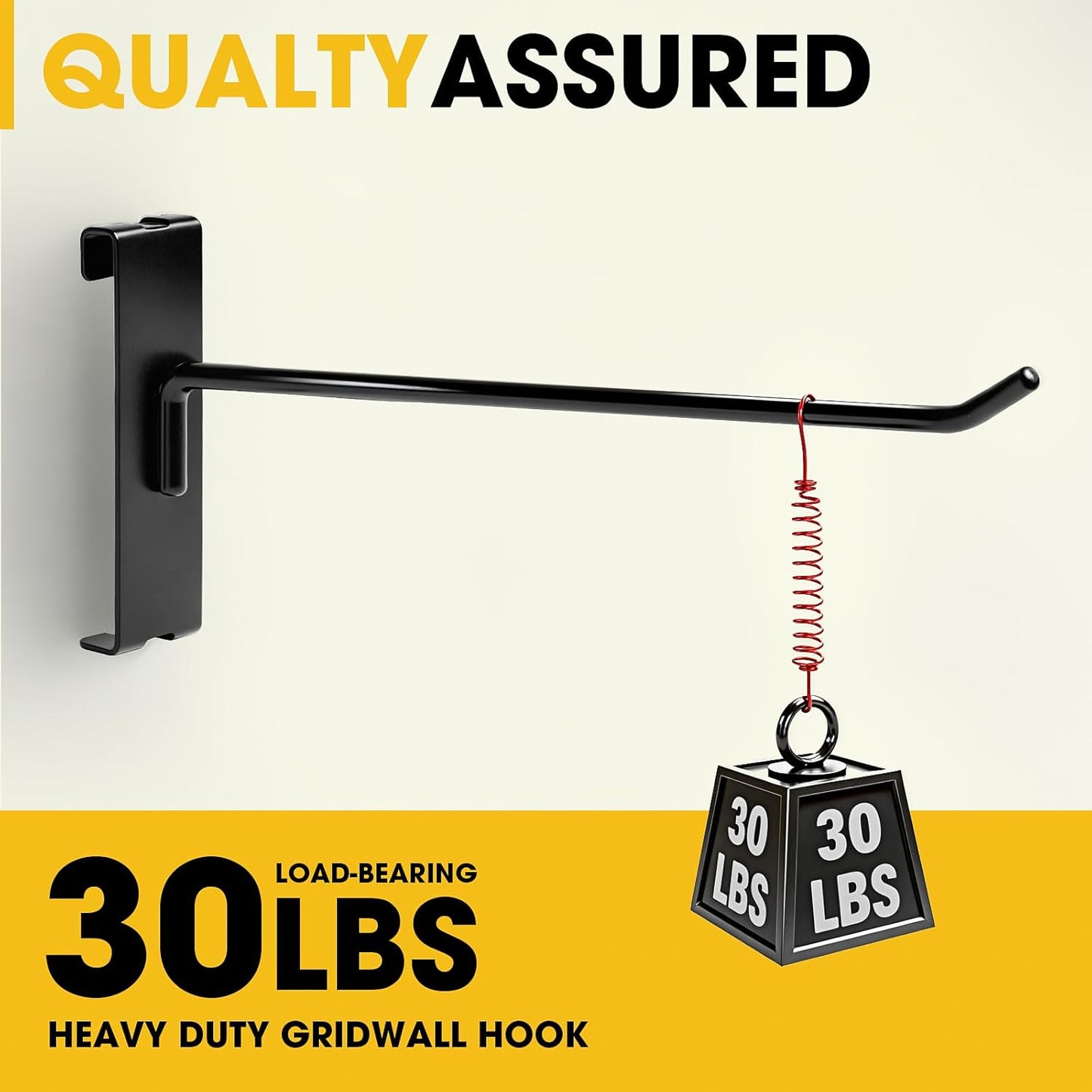Gridwall Hooks 4 Inch 6 Inch 8 Inch, 60 Pack Heavy Duty Display Hook for Wire Grid Wall Panel, Grid Wall Accessories for Retail, Craft Shows, Home Setup and Customized Display, Black