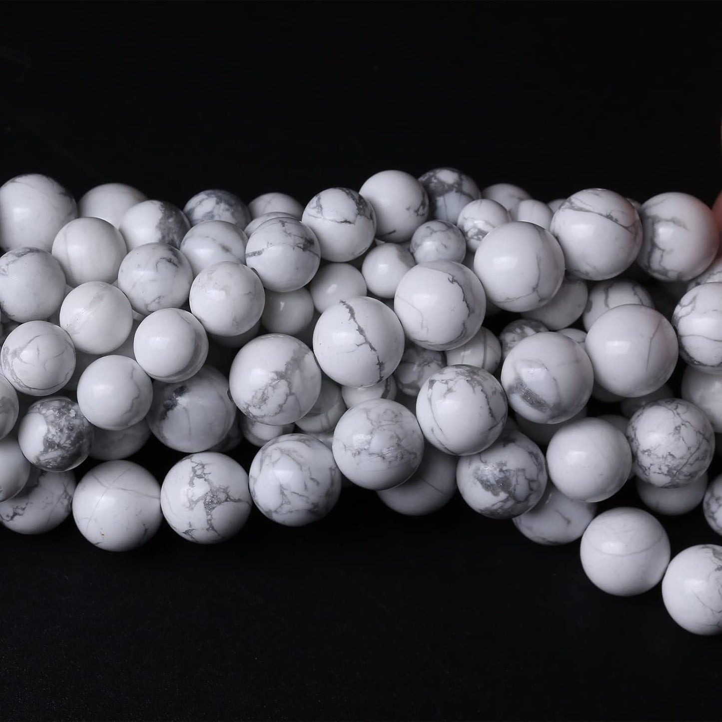45pcs 8mm AAA Natural Stone Beads White Howlite Turquoises Round Loose Beads for Jewelry Making DIY Bracelet (White Howlite Turquoises, 8mm)