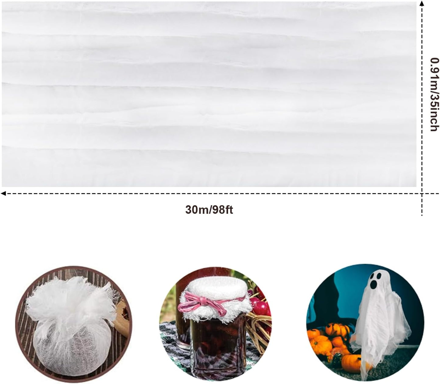 Boao Cheesecloth, Reusable and Breathable, Unbleached Cotton Fine Mesh Weave Cheesecloth, Use for Cooking, Straining, Filtering, Baking (White,Grade 50-294 Sq Feet)