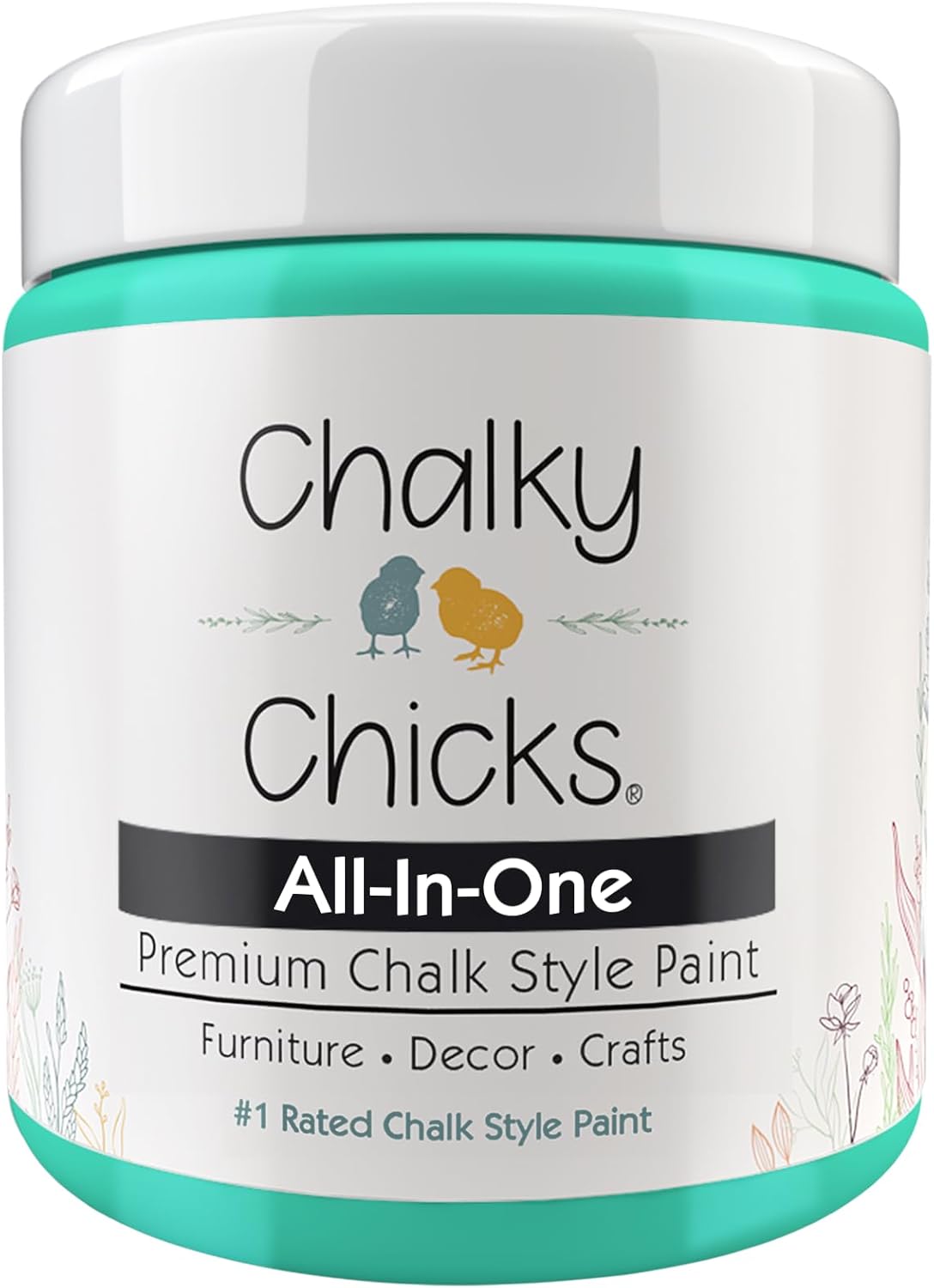 Chalky Chicks All-in-One Chalk Paint for Furniture or Cabinet - 4 Fl Oz - Matte Finish Cenote (Teal Blue) for Metal, Wood Furniture Paint - No Sanding All-in-One for Home Decor & Crafts, USA Made