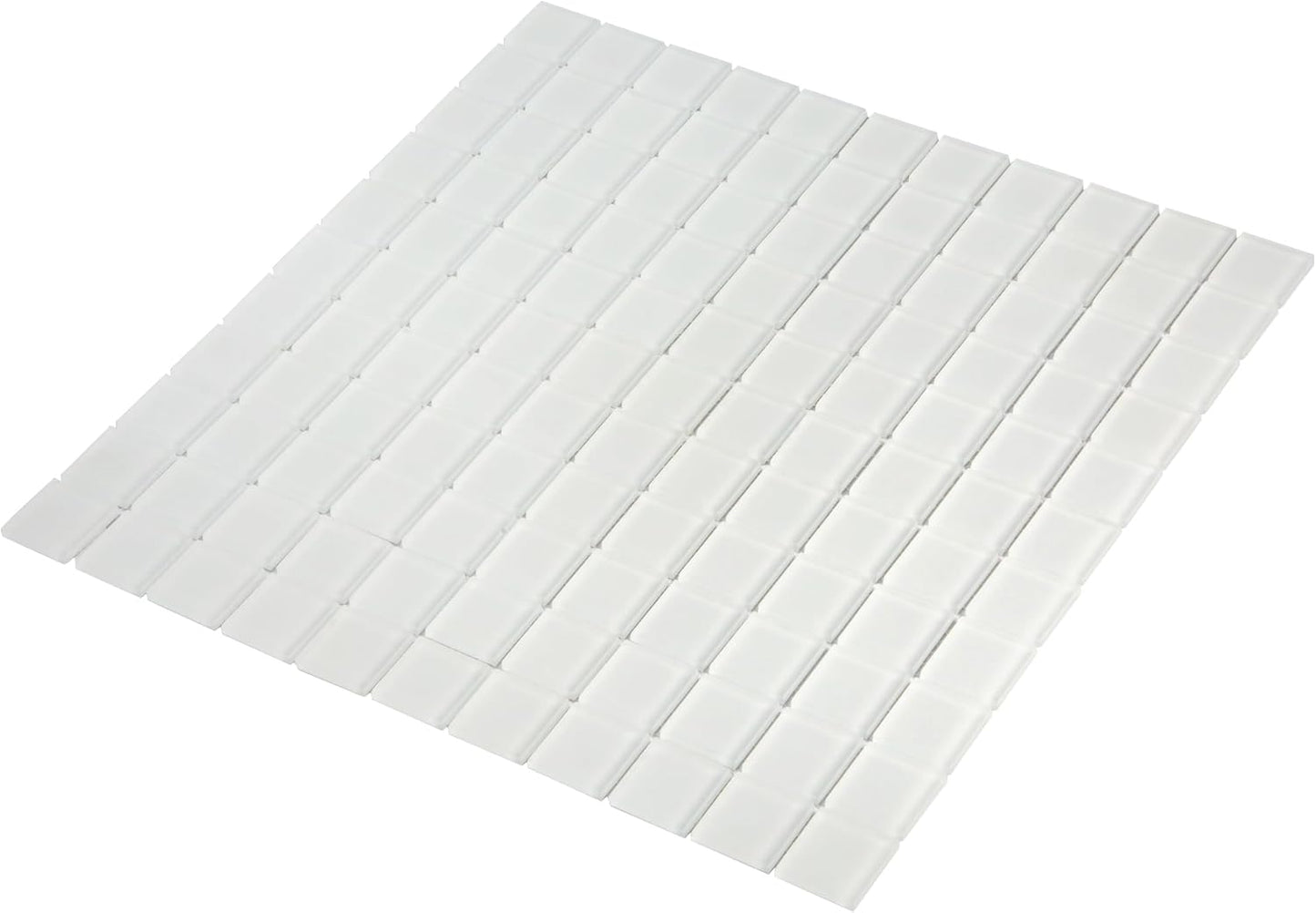 Glass 1x1 Mosaic 0.97 sq ft/Piece Pack of 1,Ice White Matte Glass Square Mosaic Tile 1" x 1" –Backsplash, Bathroom, Shower, or Pool - Not Peel & Stick - Water-Resistant Indoor Outdoor Decorative Tile