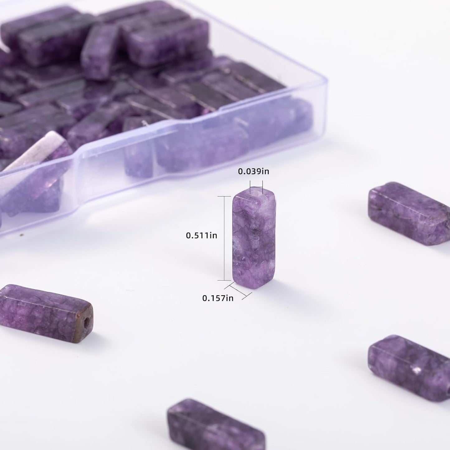 Natural Amethyst Rectangle Tube Beads 4x13mm 38cm/str Loose Semi Gemstone Stone Beads for Making Bracelets Necklace Earrings