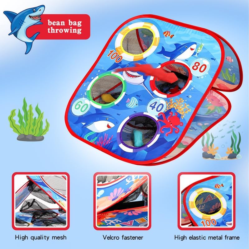 Bean Bag Toss Game for Kids/Double-Sided Foldable Cornhole Board/Backyard Beach Yard Outdoor Toys for Kids Ages 4-8/5-Second Setup/Party Supplies for Kids