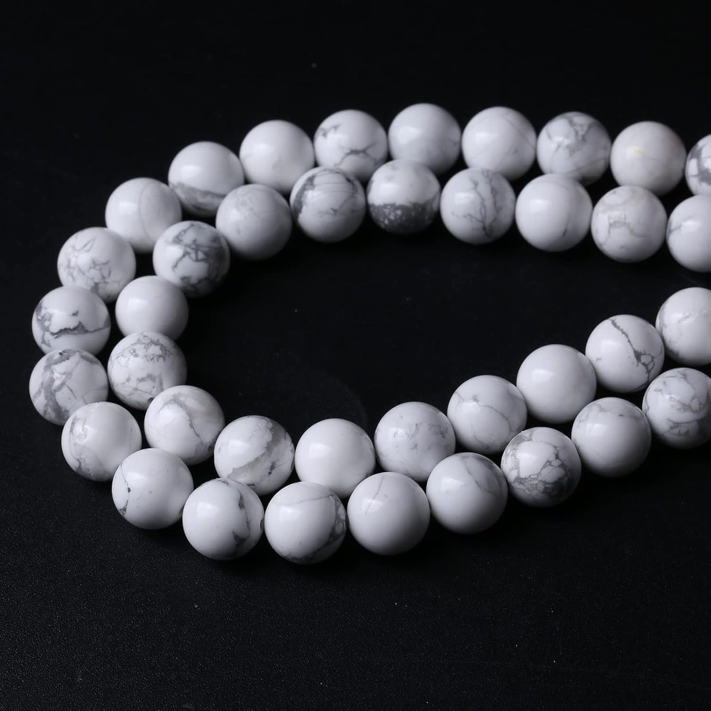 90pcs 4mm AAA Natural Stone Beads White Howlite Turquoises Round Loose Beads for Jewelry Making DIY Bracelet (White Howlite Turquoises, 4mm)