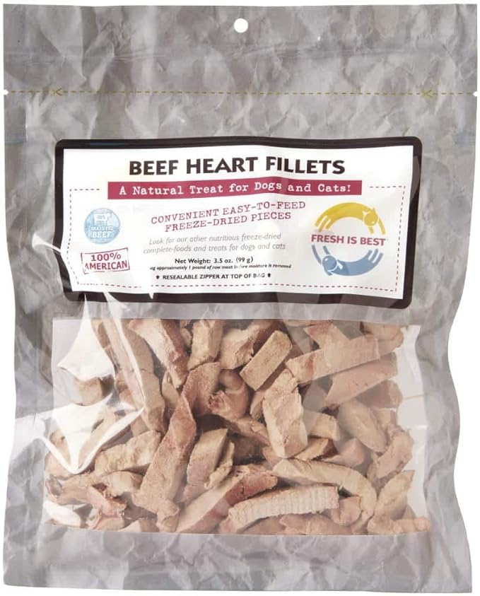 Fresh Is Best - Freeze Dried Healthy Raw Meat Treats for Dogs & Cats - Beef Heart Fillets
