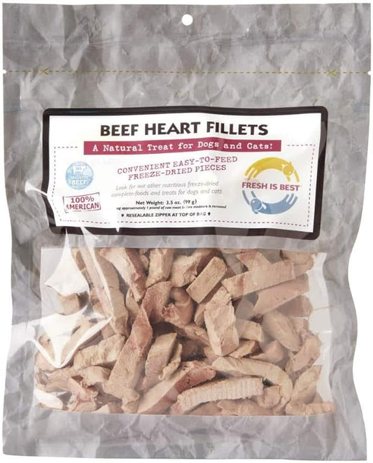 Fresh Is Best - Freeze Dried Healthy Raw Meat Treats for Dogs & Cats - Beef Heart Fillets