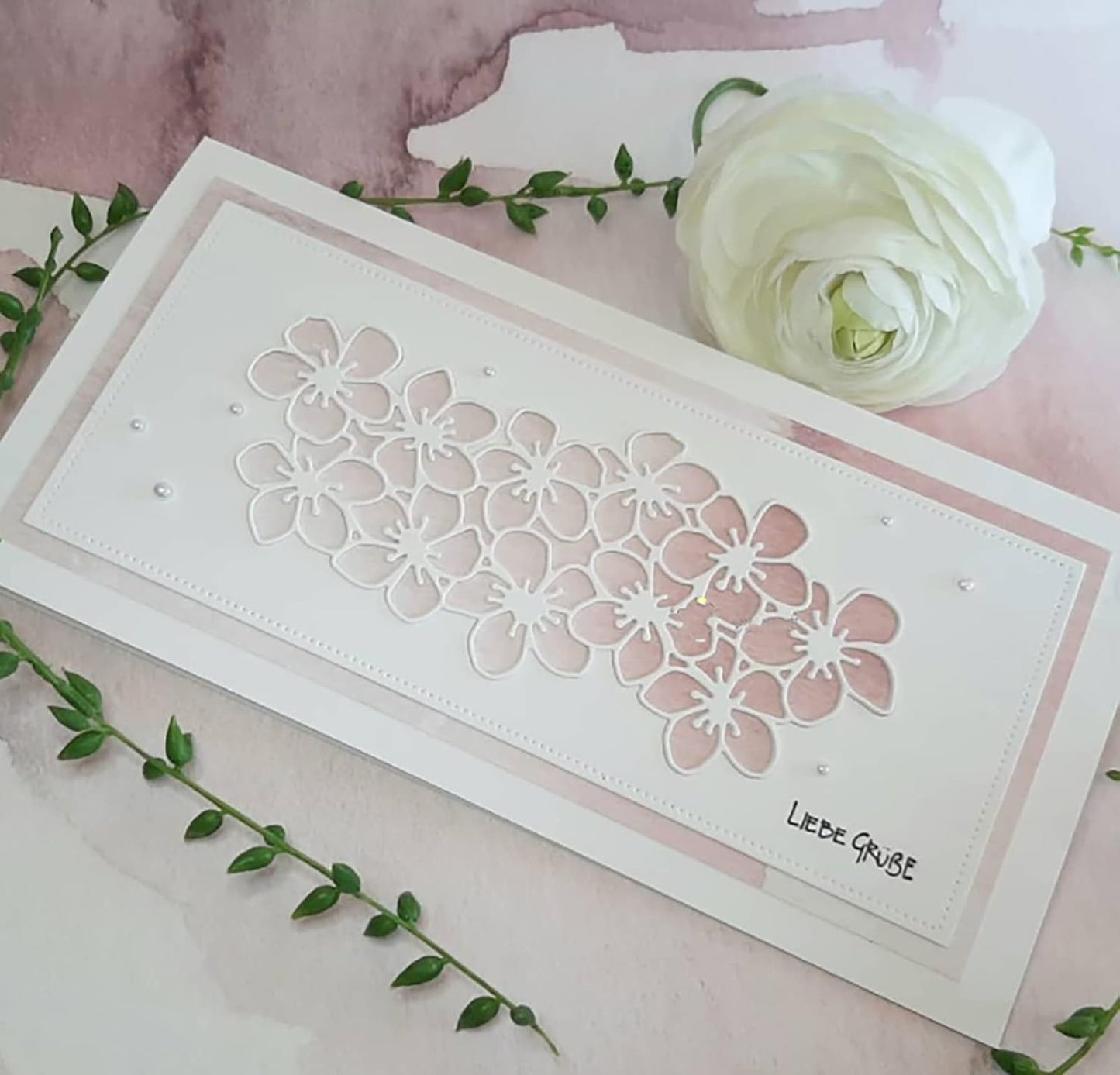 Lapoo Metal Cutting Die for Scrapbooking, 3D Backgrounds Frame New Cutting Dies DIY Album Card Making Decor Paper Craft Metal Die Cuts Party Wedding Decorations (Sea of Flowers 5.6 x 2.7 in)